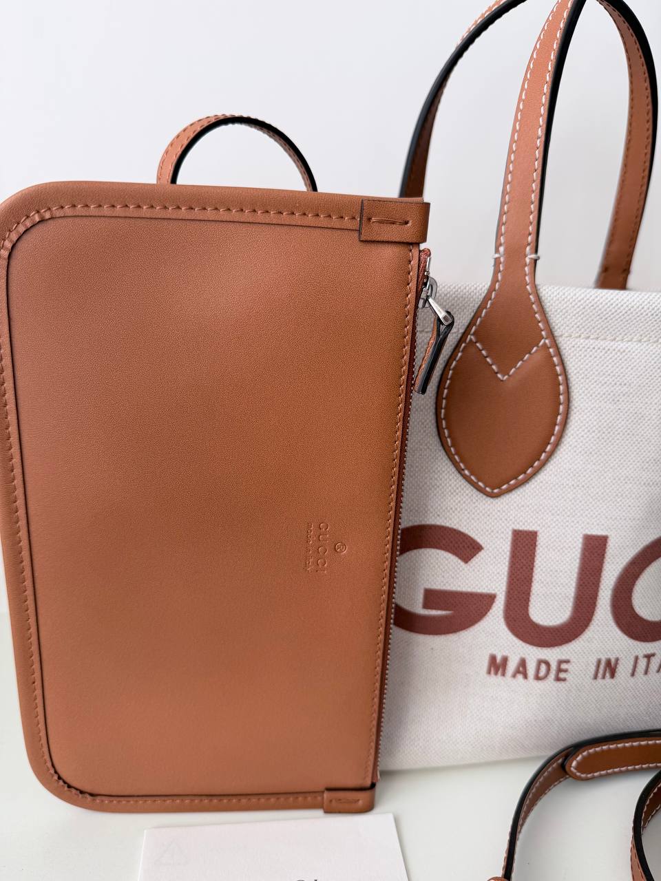 Mini Shopper Gucci Heritage Logo en Lona y Piel Marrón