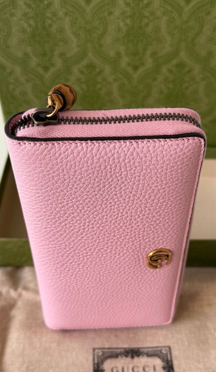 Pre-Owned Zip Around Wallet with Bamboo