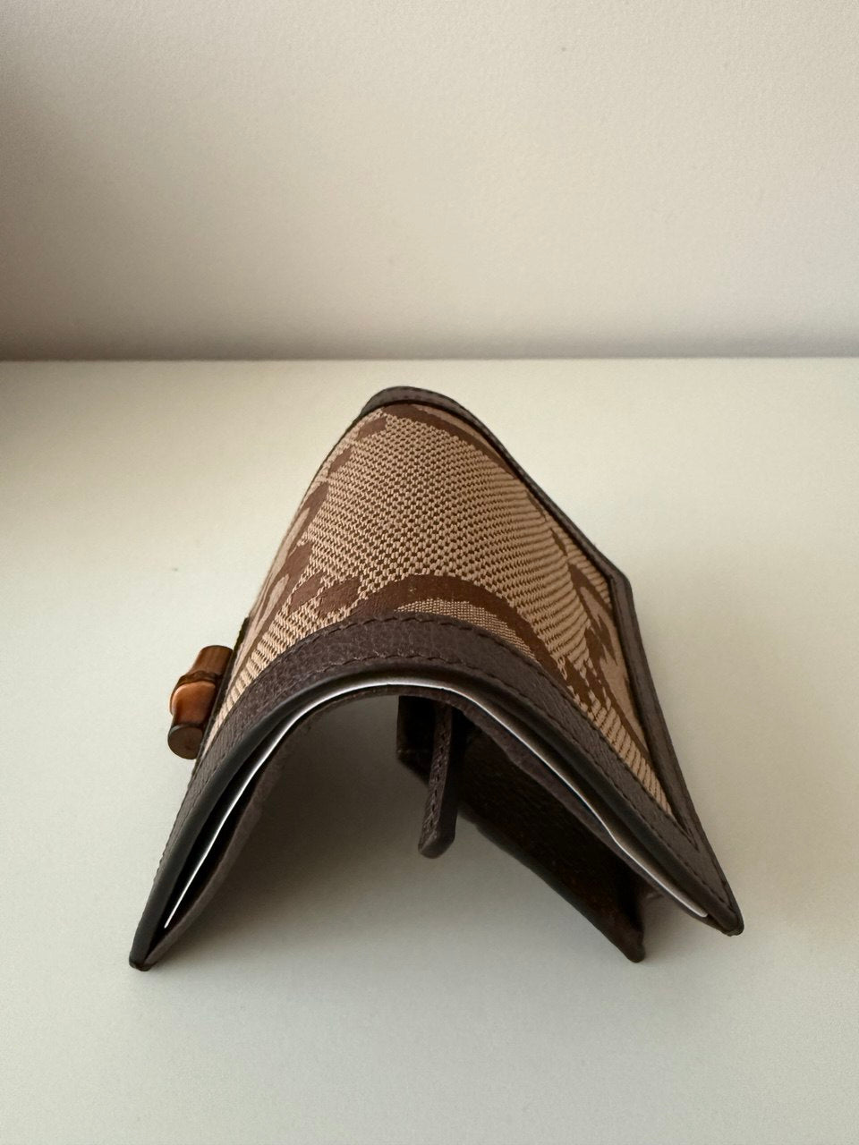 Pre-Owned Bifold Brown Wallet Jumbo GG Bamboo