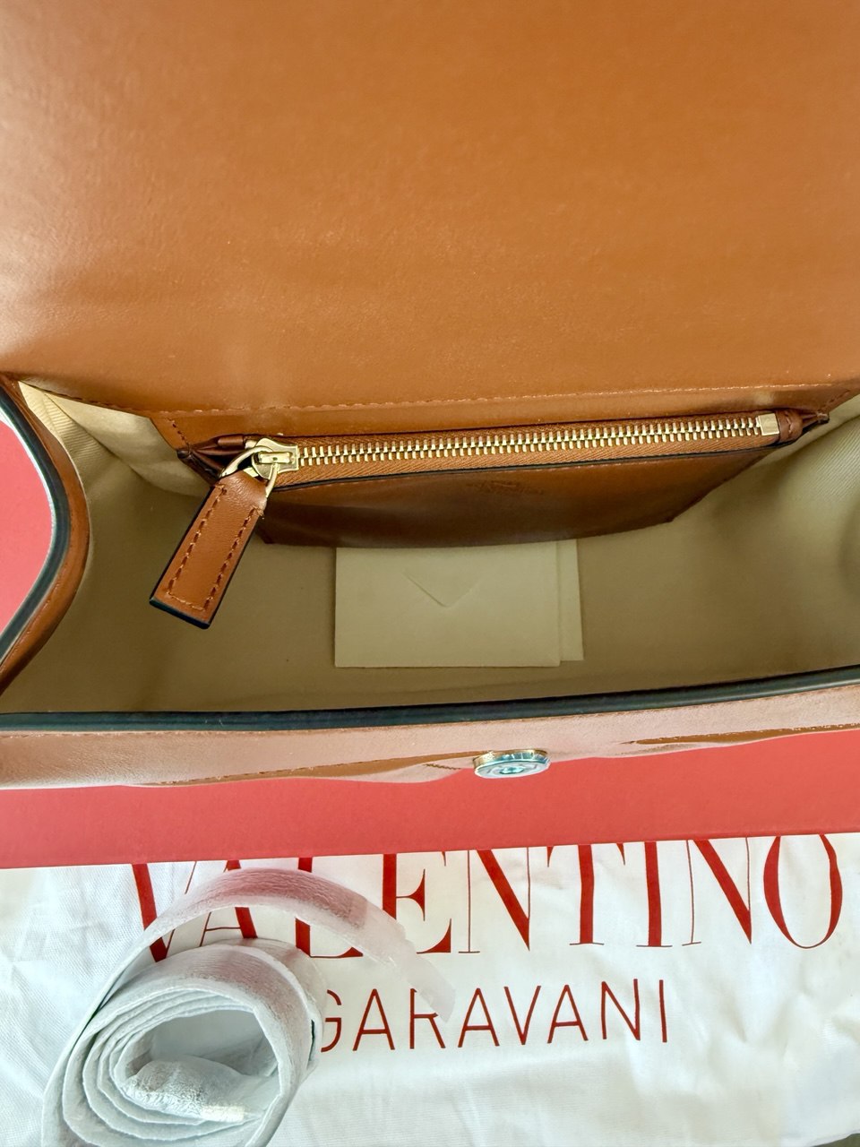 Pre-Owned Alltime Shoulder Bag in Soft Grainy Calfskin Leather with Magnetic Closure & Removable Handles - Brown Saddle Bag