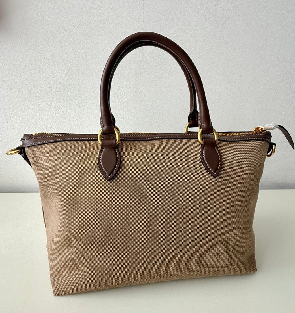 Logo Jacquard Brown Satchel Crossbody