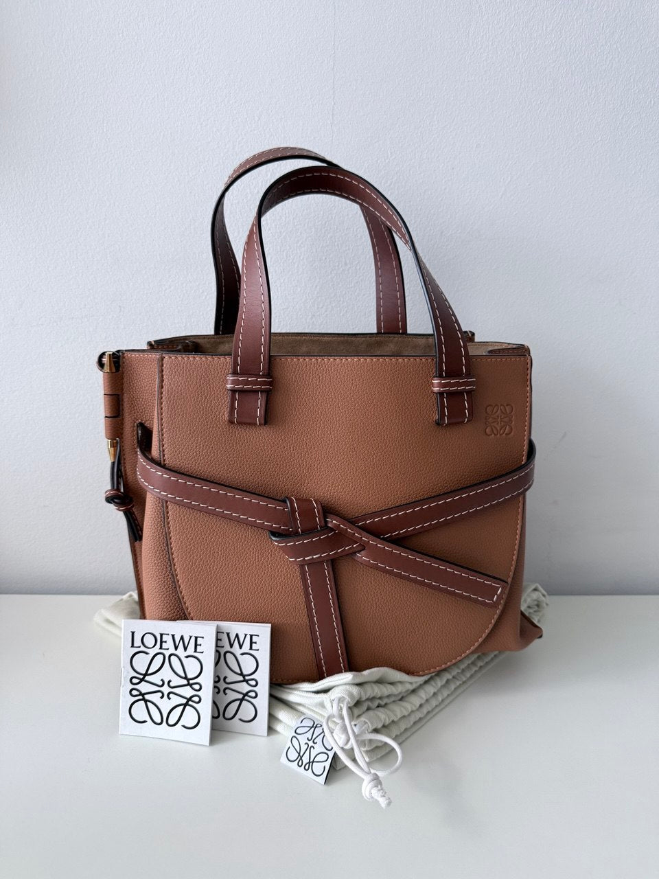 Gate Top Handle Mini Bag – Tan Leather, Authentic Designer Handbag