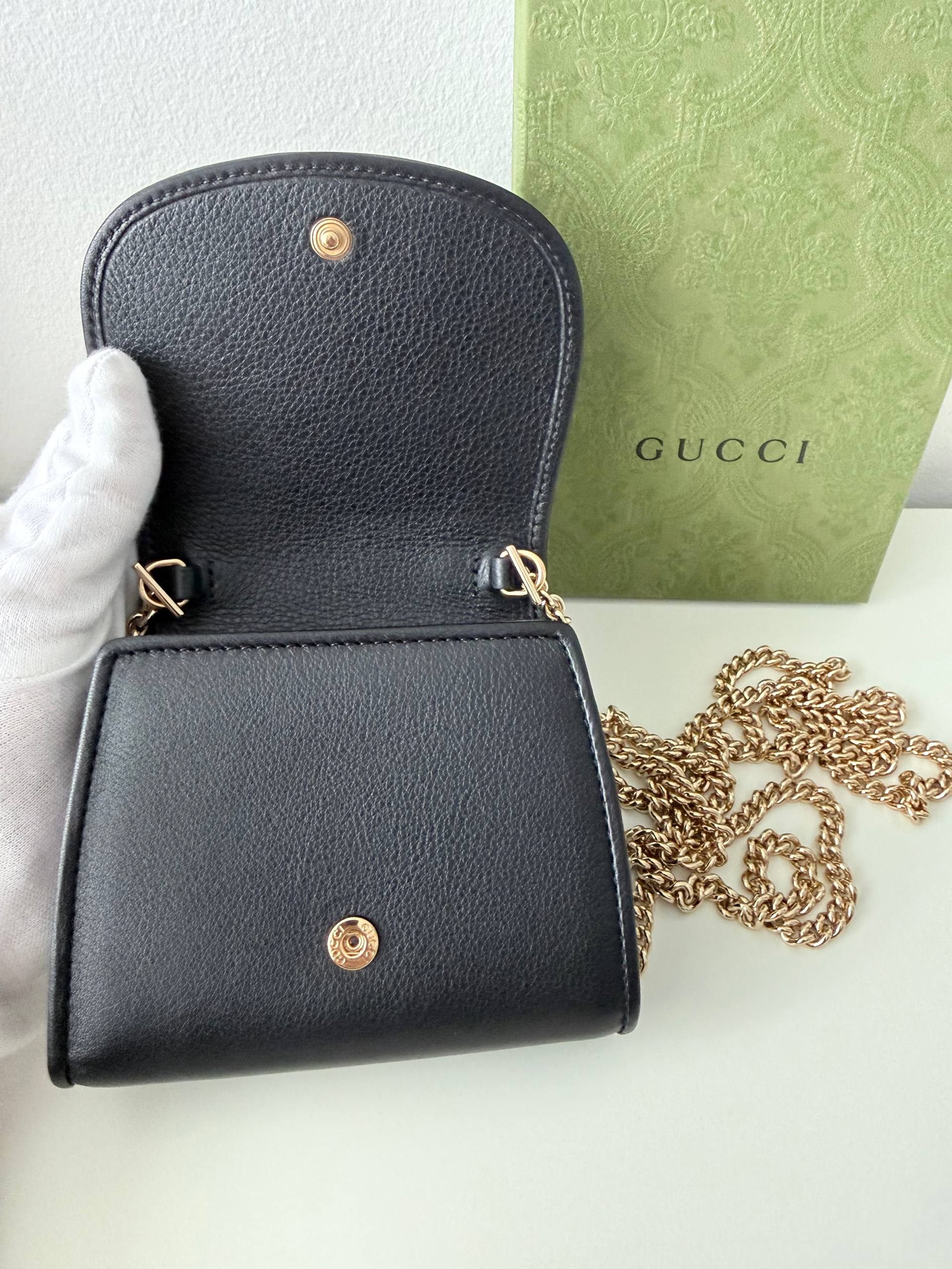 Mini Marmont Shoulder Bag in Black Leather Pre Loved Condition