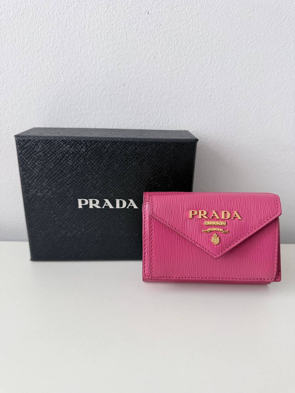 Saffiano Envelope Wallet in Pink with Gold Hardware (Pre Owned)