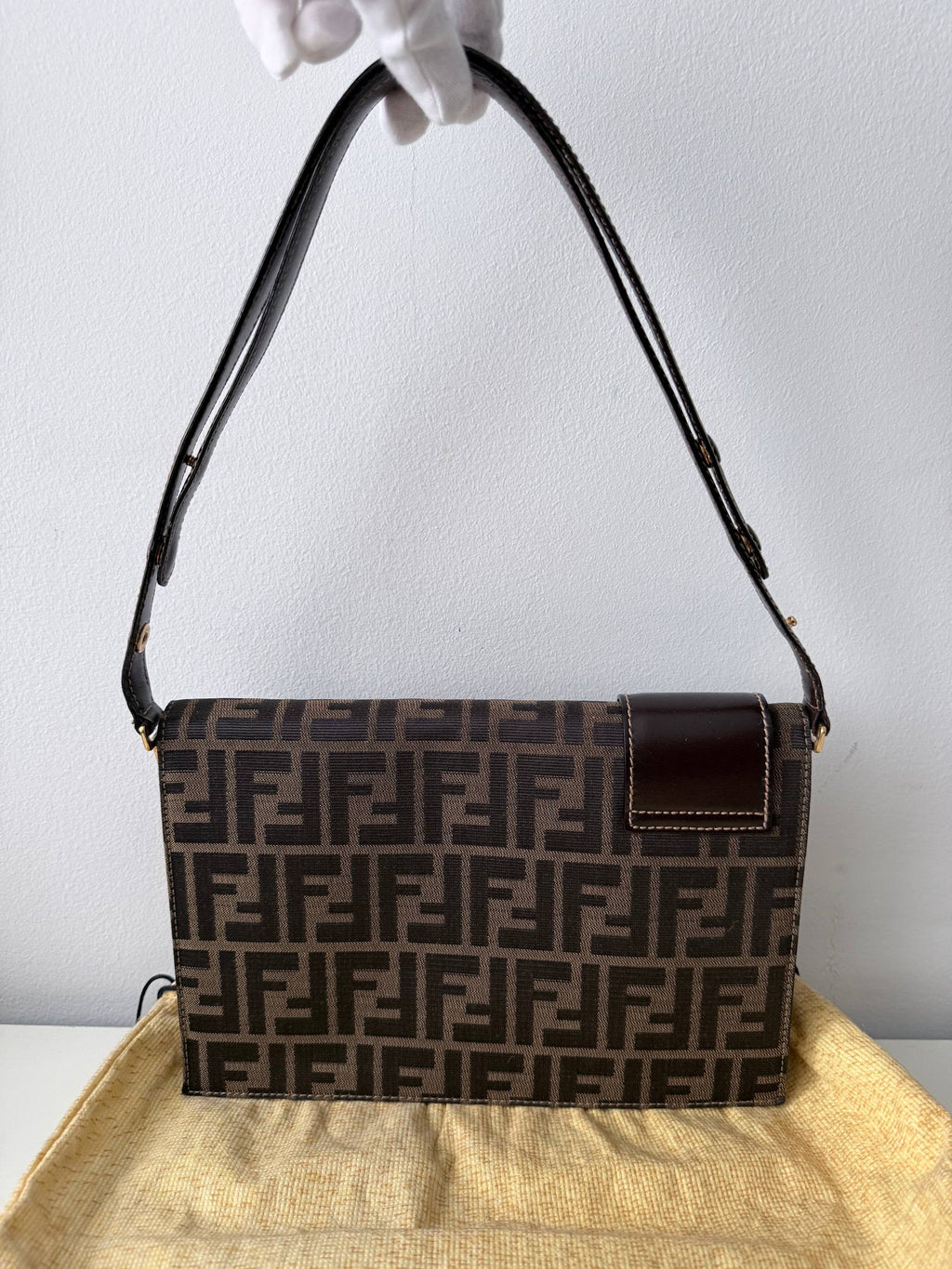 Zucca Monogram Canvas Shoulder Bag – Brown (Pre Owned)