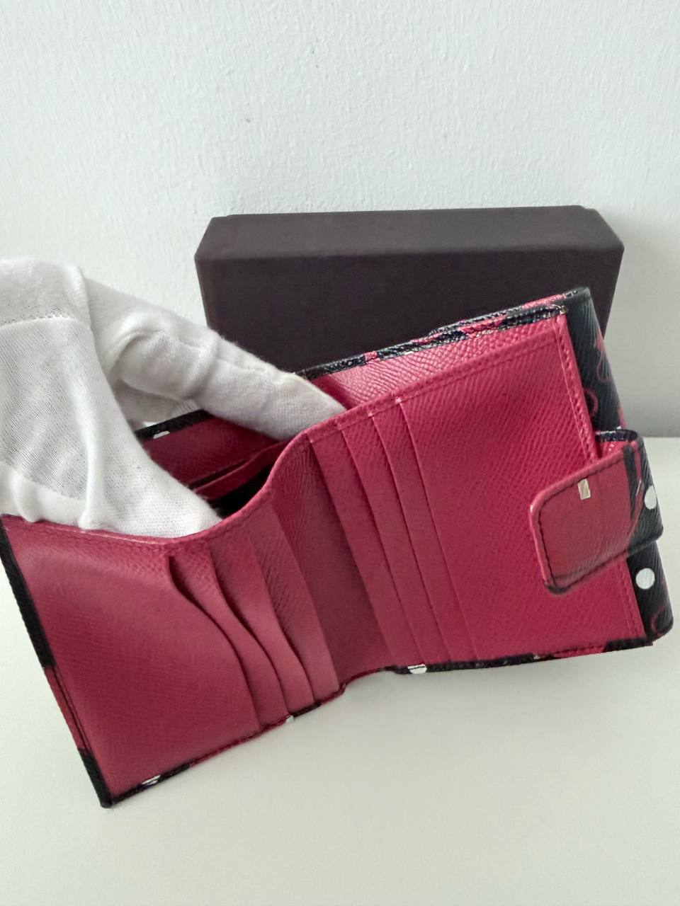 Devotion Mini-Print Leather Compact Wallet – Pre-Owned Luxury