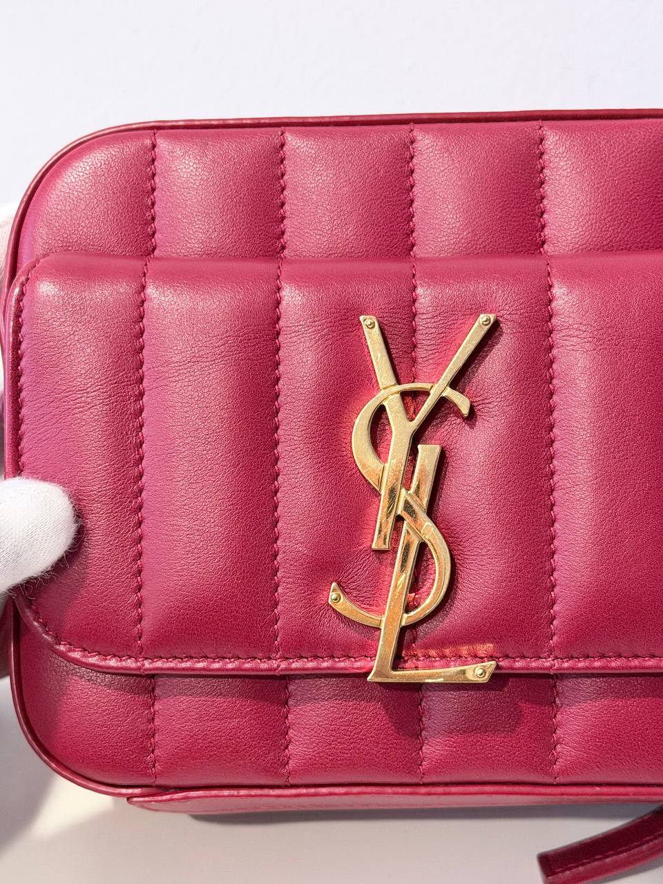 Pre-Owned Quilted Leather Camera Bag – Red