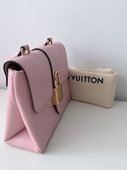 Pre-Loved Designer Style Pink Leather Crossbody Bag with Gold-Tone Hardware
