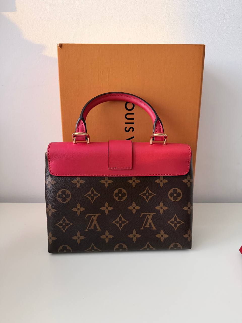 Locky BB Monogram Canvas with Red Leather – Pre-Loved Top Handle Crossbody Bag