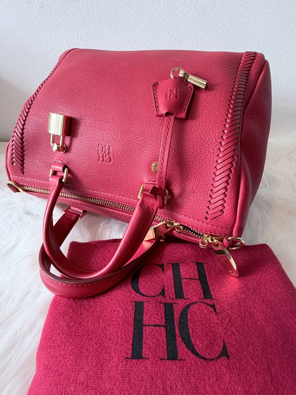 Andy 7 Leather Satchel Bag – Pink – Pre-Loved | Full Set