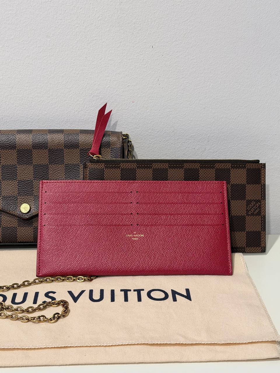 Félicie Pochette Damier Ebene with Rose Interior – Pre-Loved, Authentic