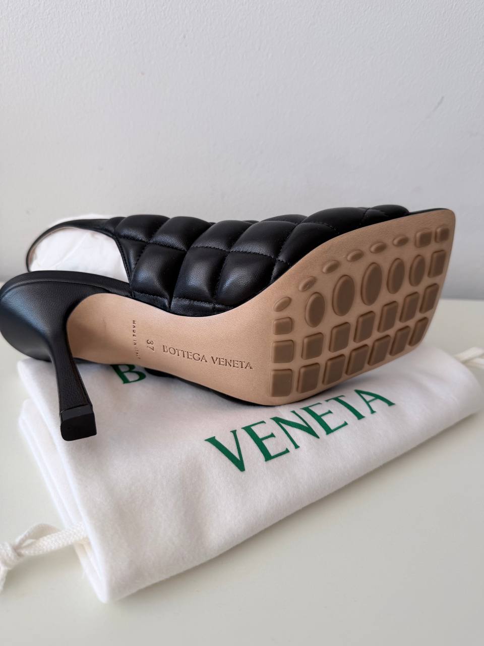 Padded Leather Slingback Sandals – Black (Pre-Owned) – Size 37