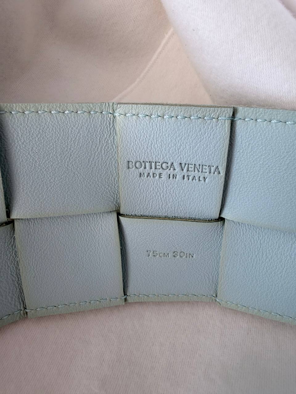 Intreccio Leather Belt – Light Blue (Pre-Owned) – Size 75 cm