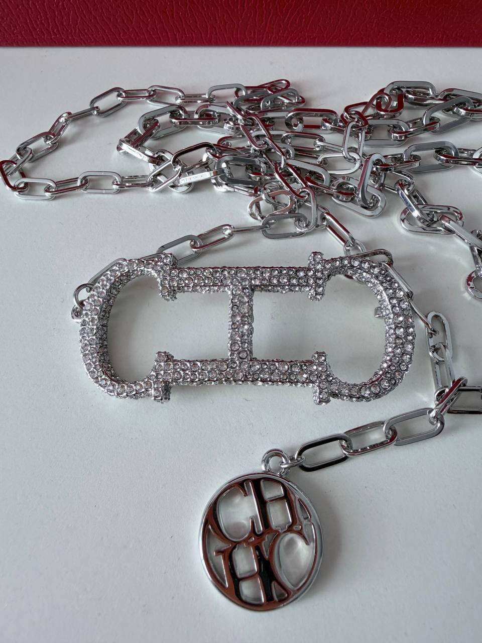 Crystal Logo Chain Strap – Silver-Tone Crossbody Bag Chain