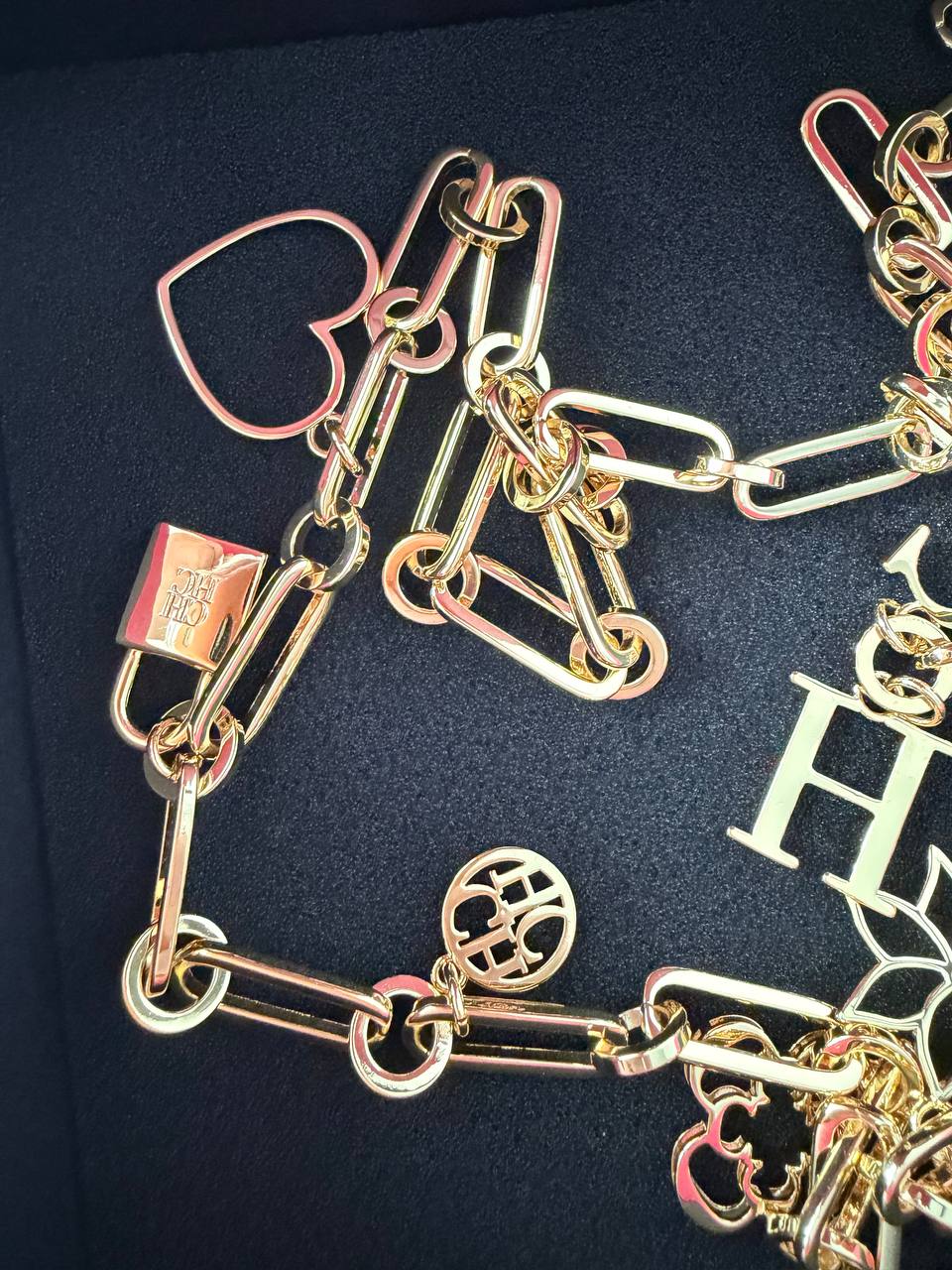 Gold Letter Chain Belt – Signature Logo Statement Belt