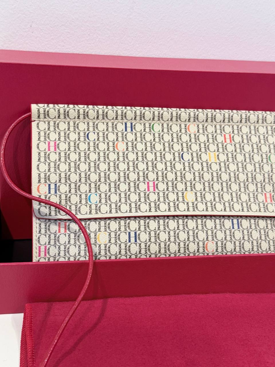 CH Monogram Clutch Wallet on Chain Red Leather Pre-Owned