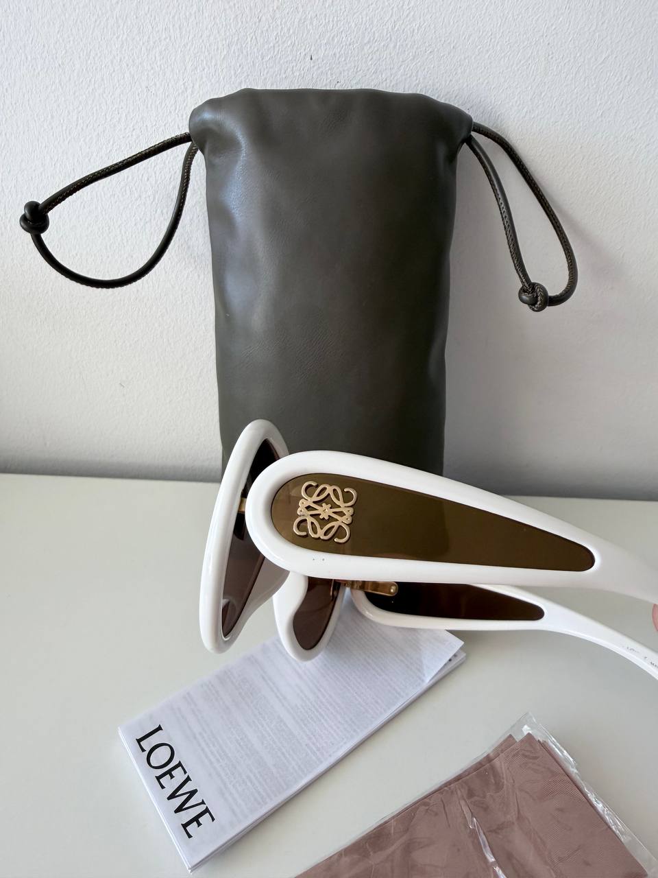 Loewe Aviator Mask - White Acetate & Gold Mirror - PreOwned