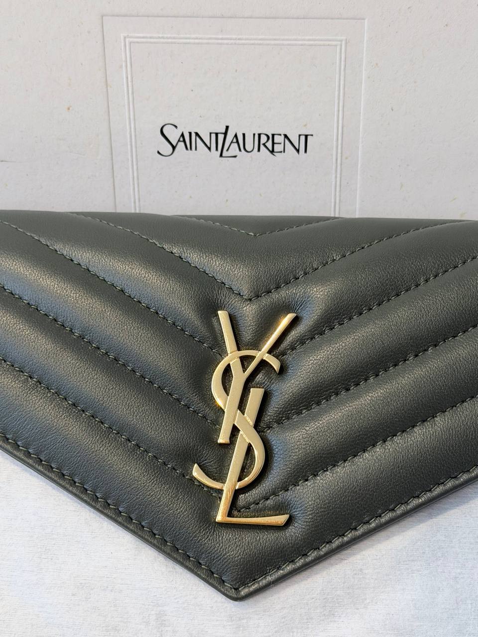 Saint Laurent Cassandre Matelassé Wallet on Chain Black