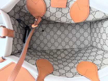 Mini Shopper Gucci Heritage Logo en Lona y Piel Marrón