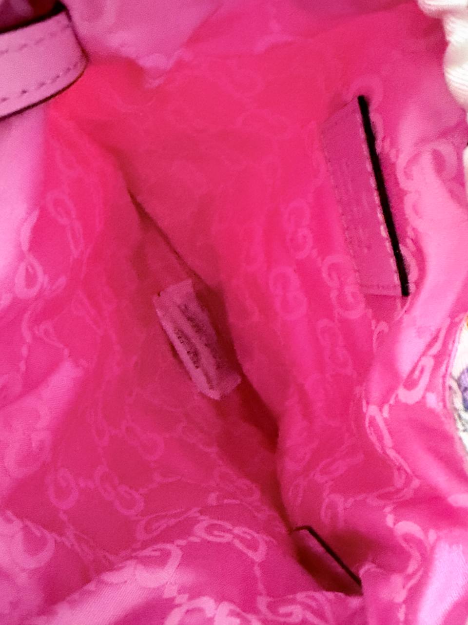 Neceser Gucci Flora Print Drawstring Pouch Bag en Nylon y Piel Rosa
