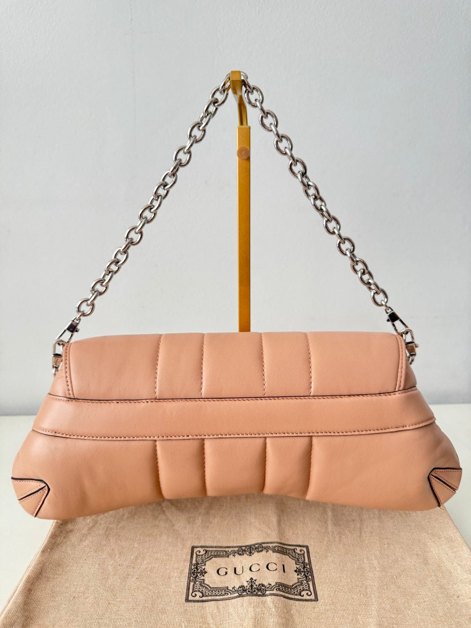 Horsebit Chain Medium Shoulder Bag Pink Sand