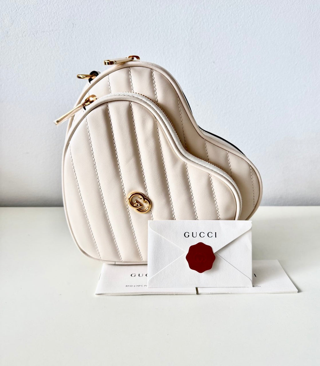 Interlocking G Heart Shoulder Bag Diagonal Quilted Mini
