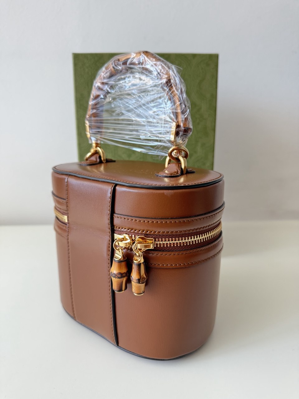 Women's Black Bamboo Logo Plaque Mini Top Handle Bag