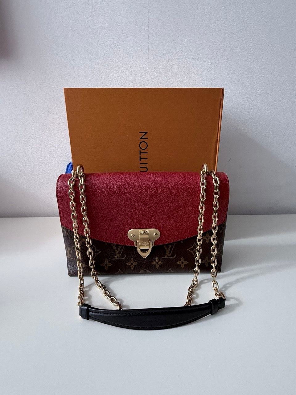 Pre Loved Luxury Shoulder Bag in Monogram Canvas & Wine | Designer Style