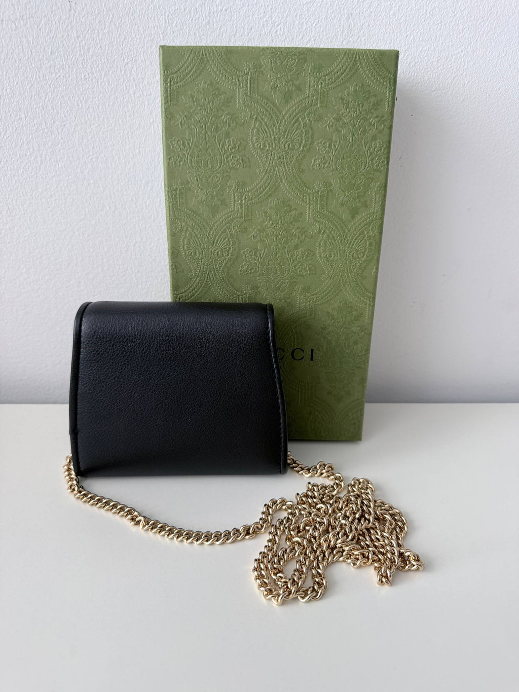 Mini Marmont Shoulder Bag in Black Leather Pre Loved Condition