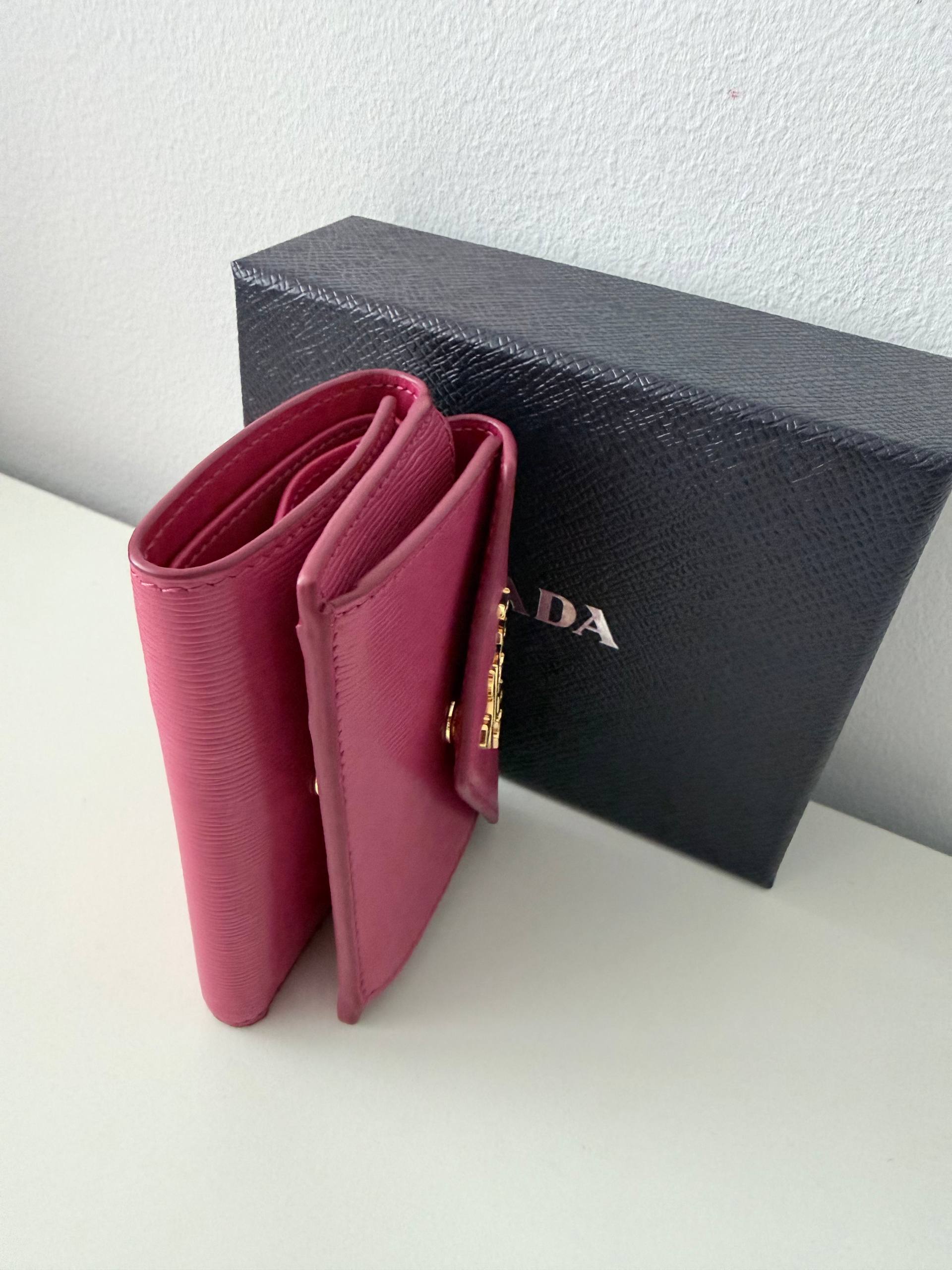 Saffiano Envelope Wallet in Pink with Gold Hardware (Pre Owned)