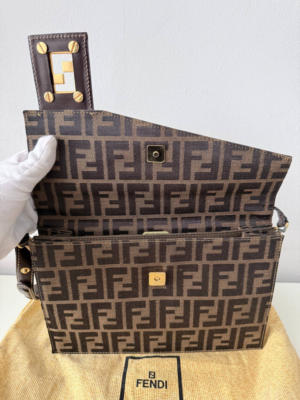 Zucca Monogram Canvas Shoulder Bag – Brown (Pre Owned)