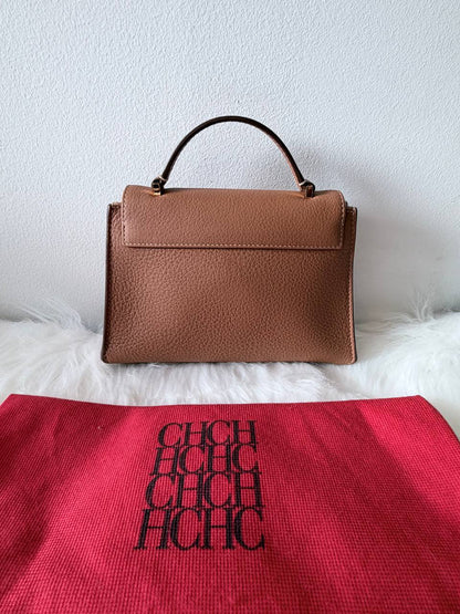 Doma Mini Leather Top Handle Bag – Brown – Pre-Loved | Full Set