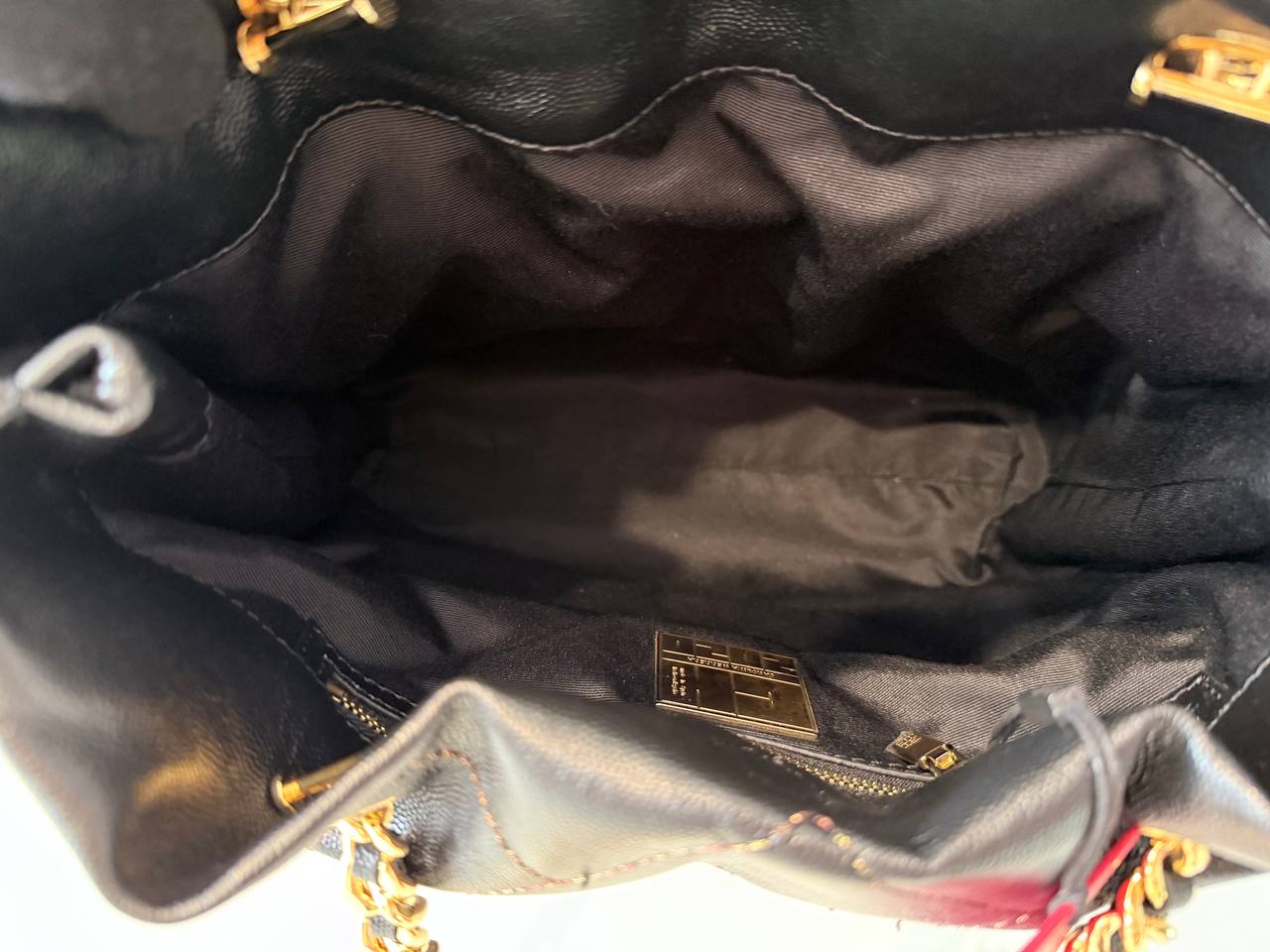 Pre-Loved Black Quilted Bucket Bag with Gold Chain Strap