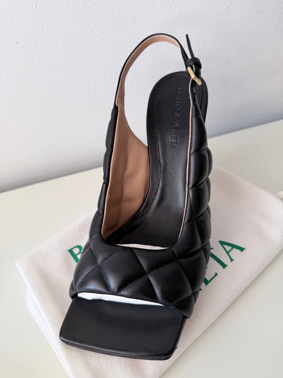 Padded Leather Slingback Sandals – Black (Pre-Owned) – Size 37