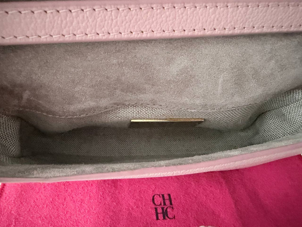 Pre-Owned Pink Leather Clutch / Crossbody Bag with Gold Logo Hardware