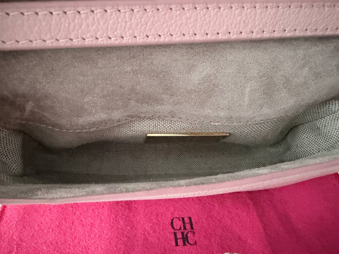 Pre-Owned Pink Leather Clutch / Crossbody Bag with Gold Logo Hardware