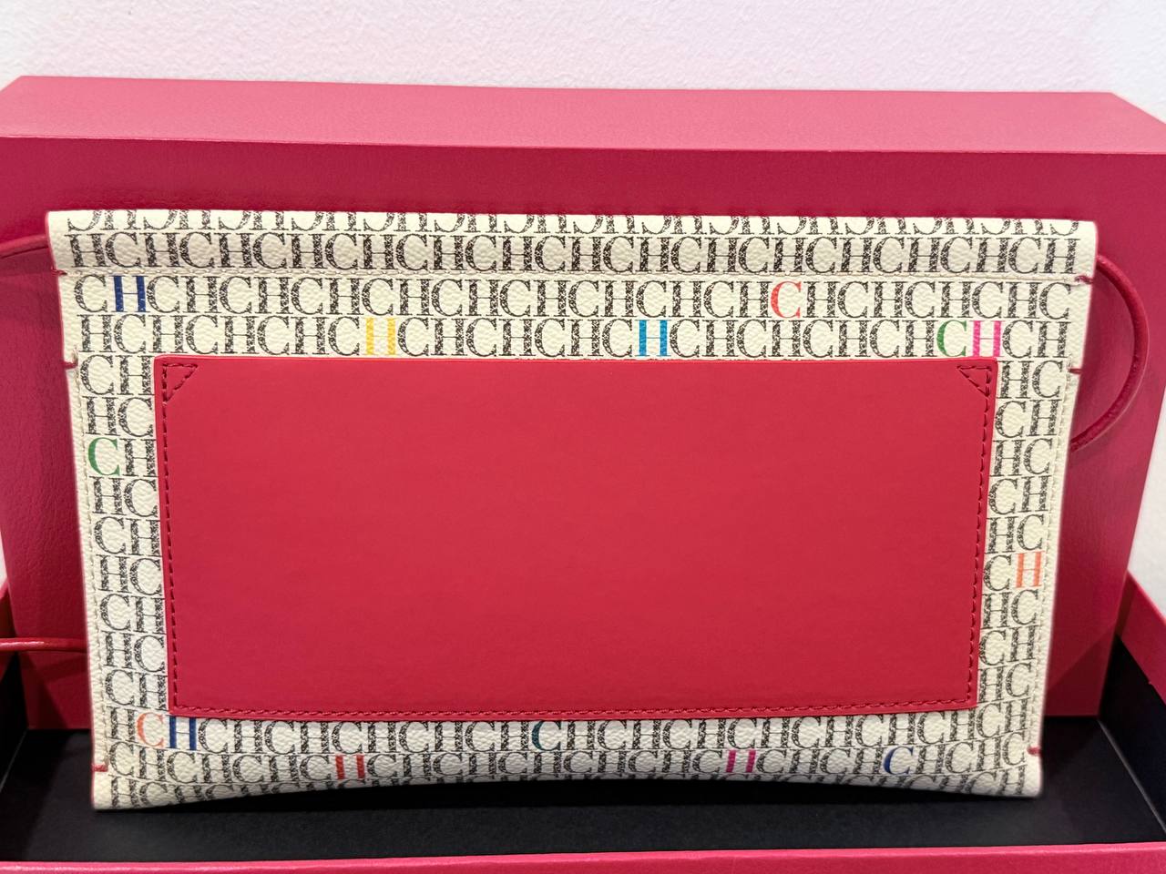 CH Monogram Clutch Wallet on Chain Red Leather Pre-Owned