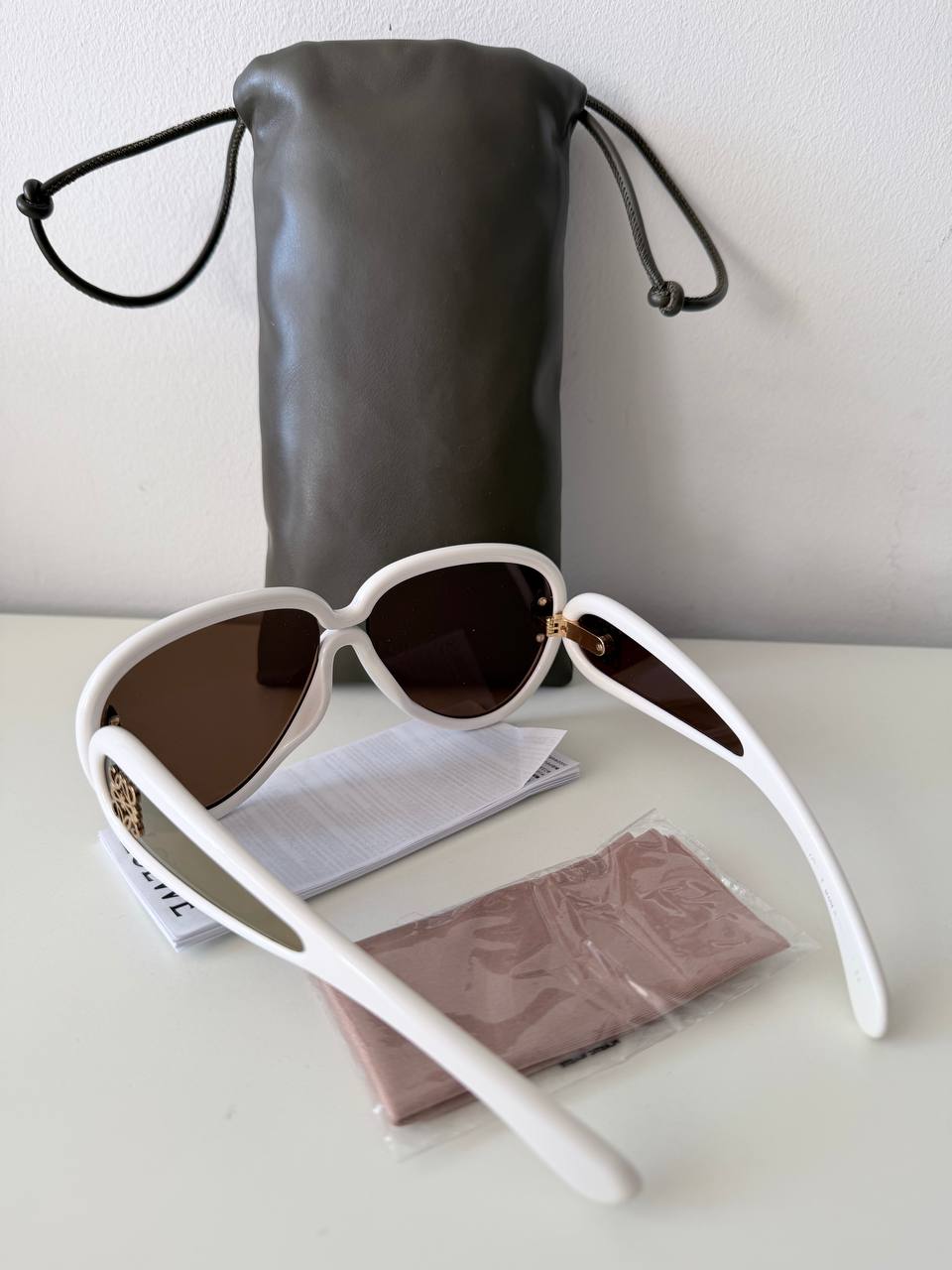 Loewe Aviator Mask - White Acetate & Gold Mirror - PreOwned