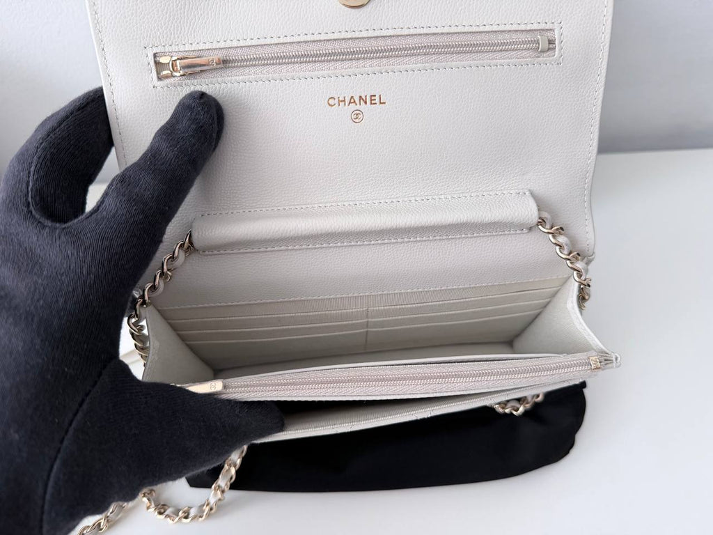 Bolso Chanel Wallet on Chain (WOC) Timeless en Piel Caviar Off-White - Blanco