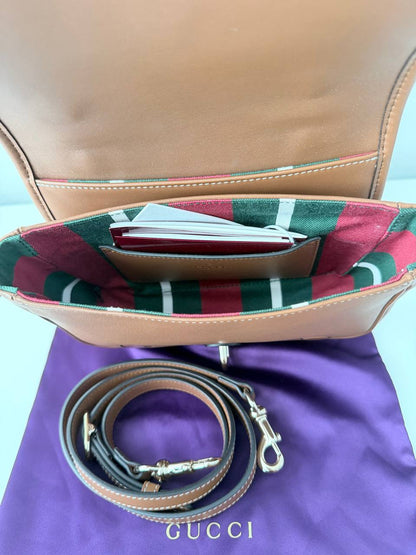 Gucci Horsebit 1955 Mini Shoulder Bag en Lona GG Supreme y Piel Marrón