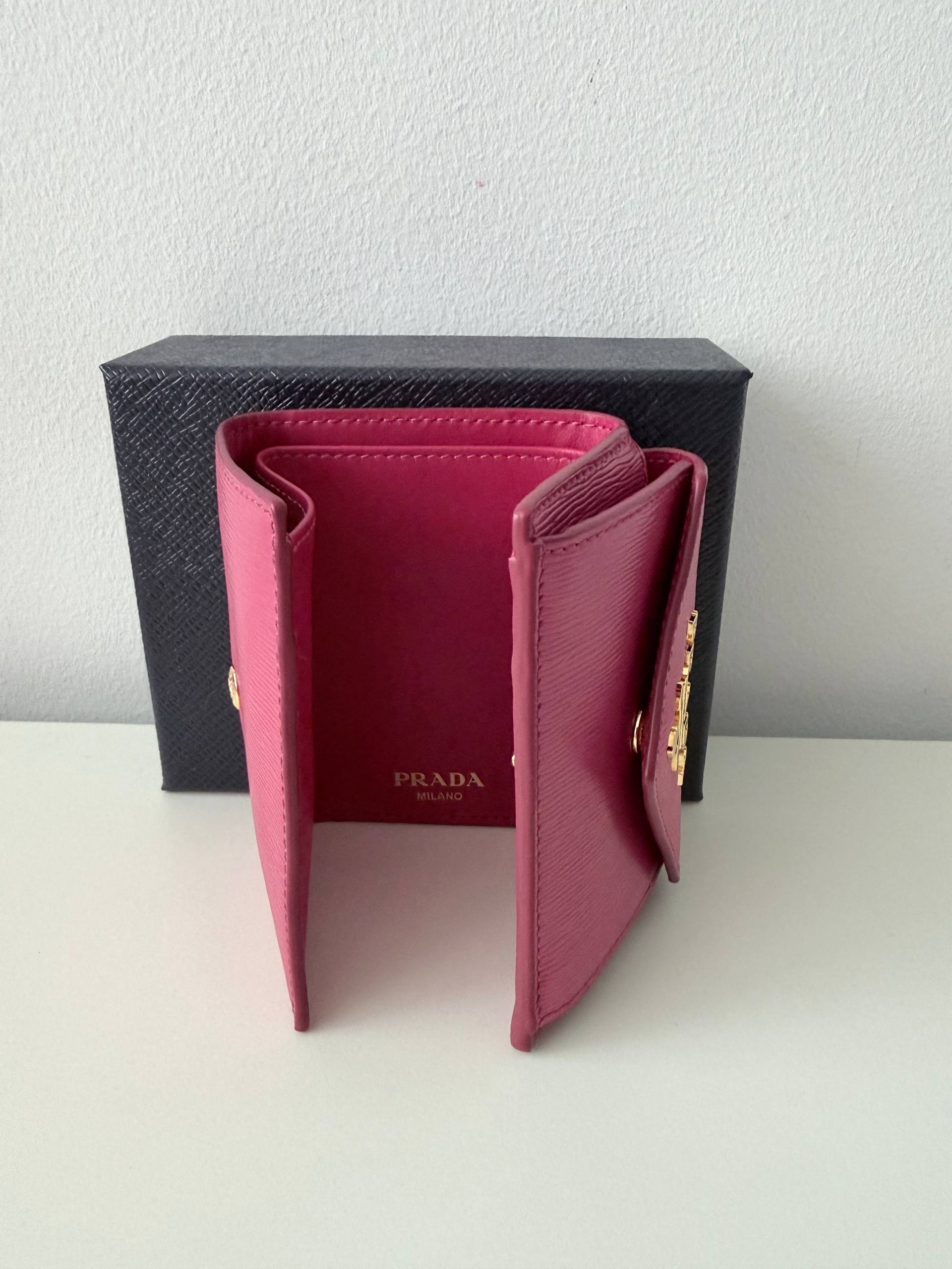 Saffiano Envelope Wallet in Pink with Gold Hardware (Pre Owned)