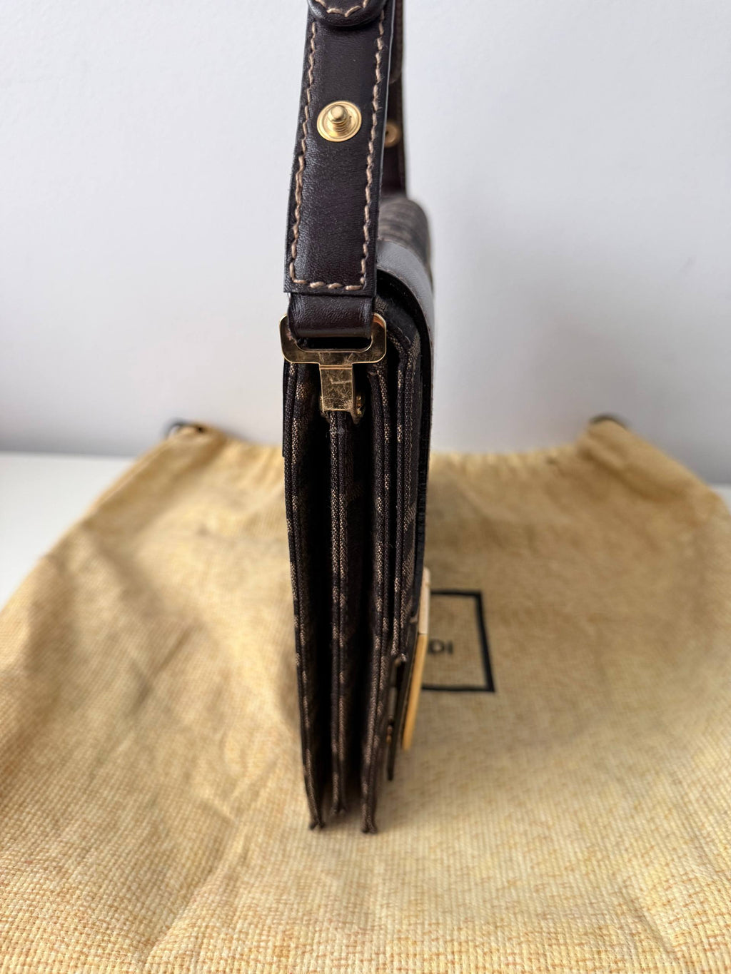 Zucca Monogram Canvas Shoulder Bag – Brown (Pre Owned)