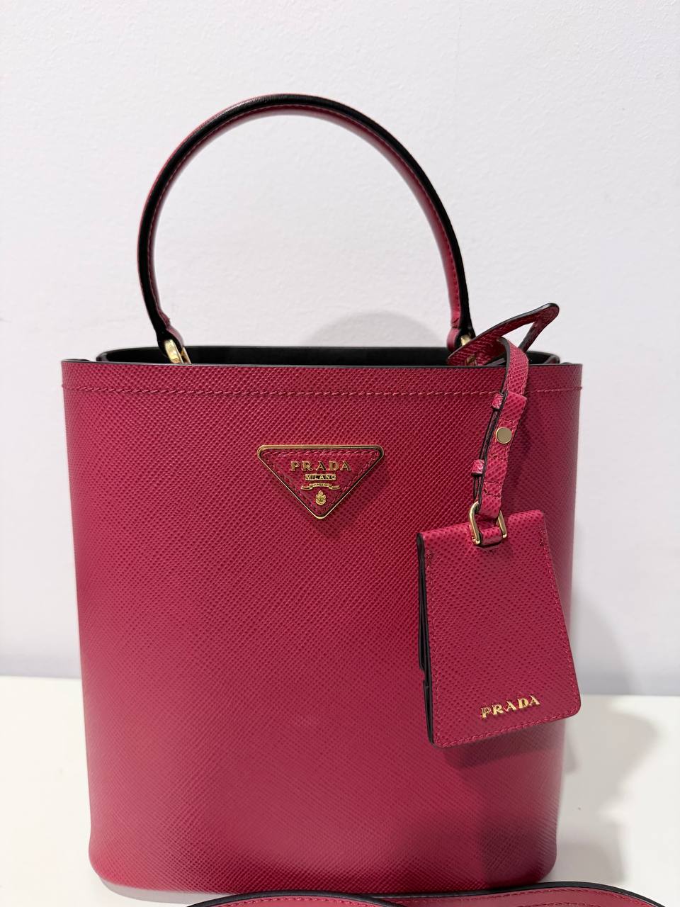 Pre-Owned Prada Saffiano Leather Bucket Bag – Red