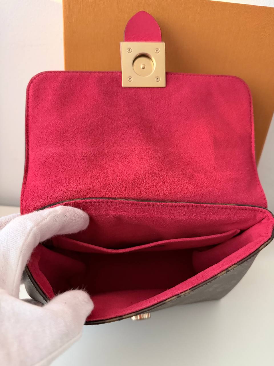 Locky BB Monogram Canvas with Red Leather – Pre-Loved Top Handle Crossbody Bag