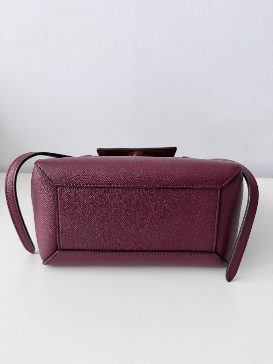 Nano Belt Bag – Burgundy Grained Leather – Pre-Loved Luxury Handbag