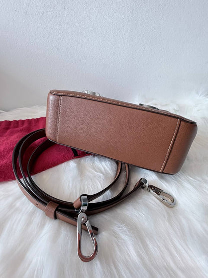 Insignia Leather Shoulder Bag – Brown – Pre-Loved | Full Set