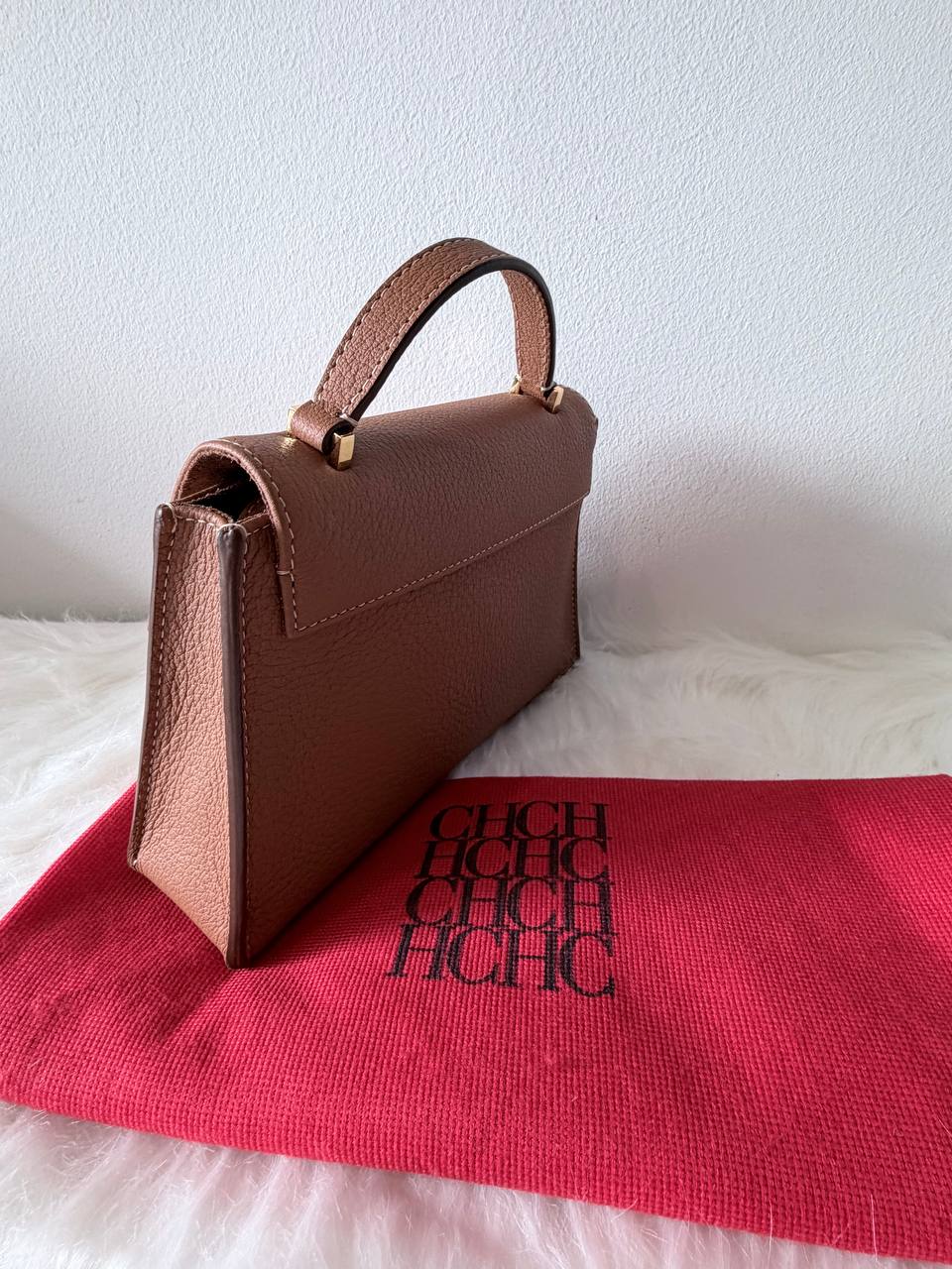 Doma Mini Leather Top Handle Bag – Brown – Pre-Loved | Full Set