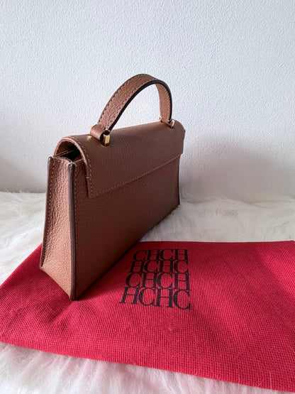 Doma Mini Leather Top Handle Bag – Brown – Pre-Loved | Full Set