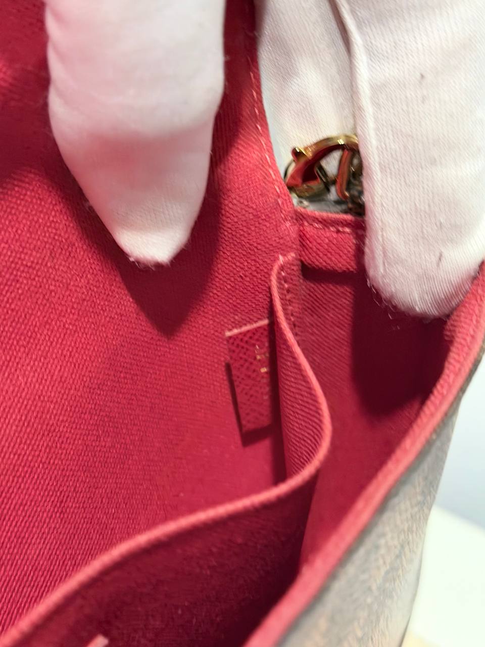 Félicie Pochette Damier Ebene with Rose Interior – Pre-Loved, Authentic