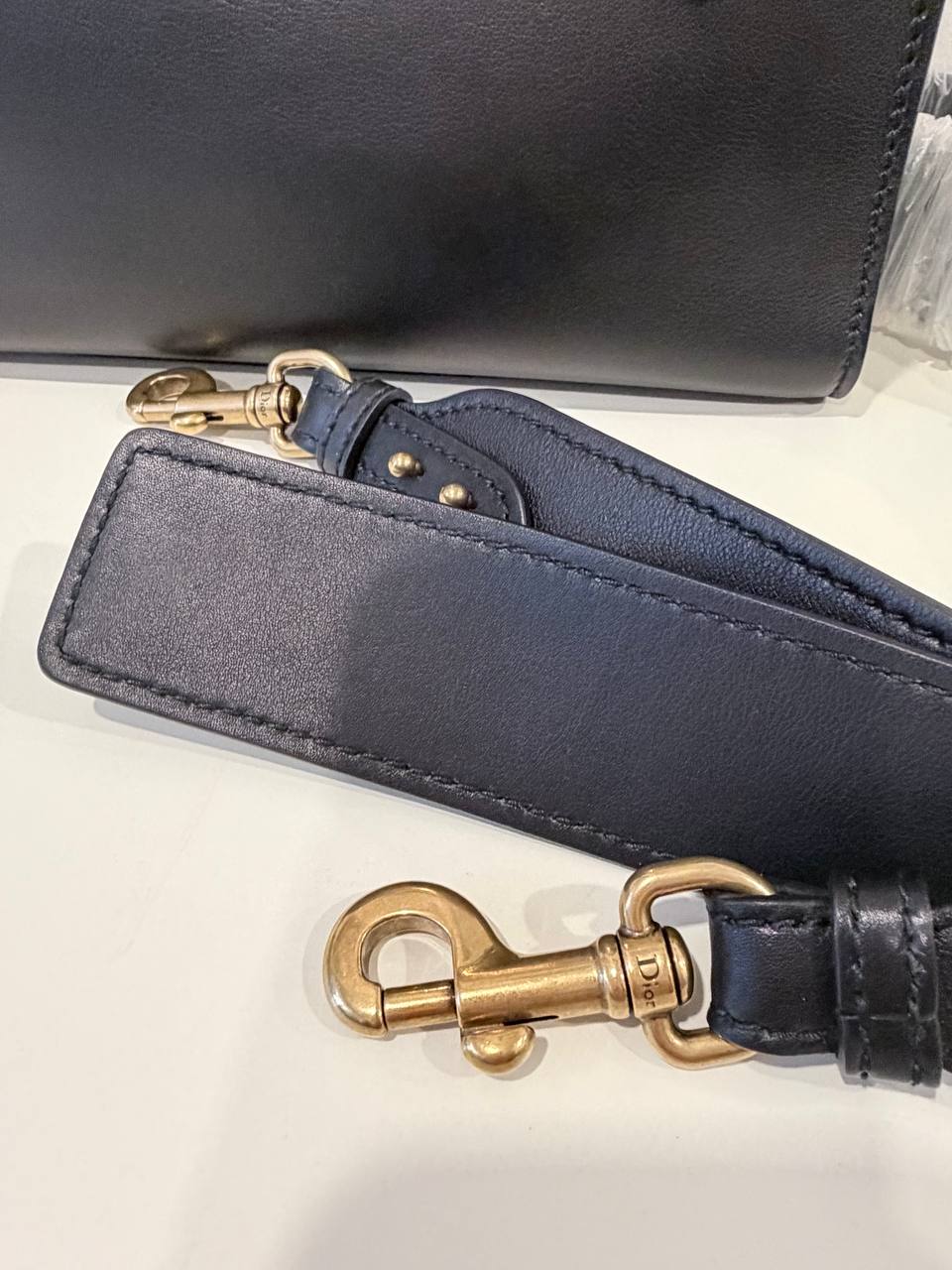 Pre- Loved Dior Leather Top Handle Bag with Removable Strap